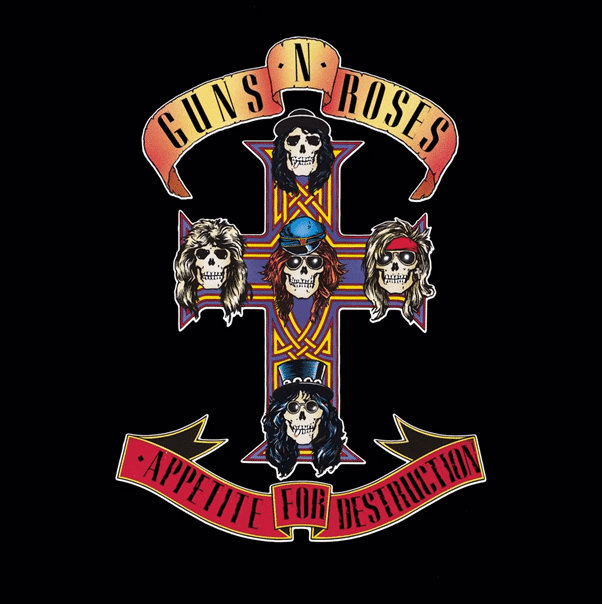 Image shows the cover of Appetite For Destruction by Guns N' Roses