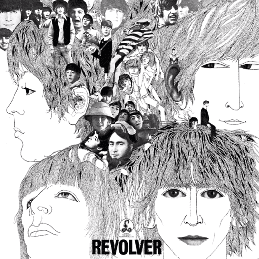 Image shows the cover of Revolver by The Beatles.