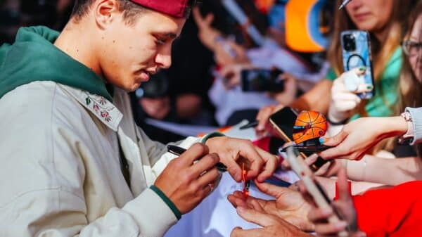 Lando Norris meets fans at the Australian Grand Prix.