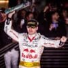 Las Vegas, USA. 19-11-2023. Formula 1 World Championship, Heineken Silver Las Vegas Grand Prix. Max Verstappen, Red Bull, winner of the race, on the podium.