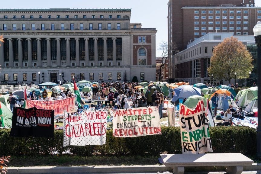 Student protestors at Columbia University taking a stand for their school to divest from Israel.