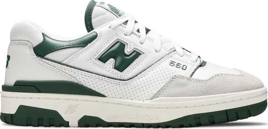 Chunky green and white new balance sneaker.