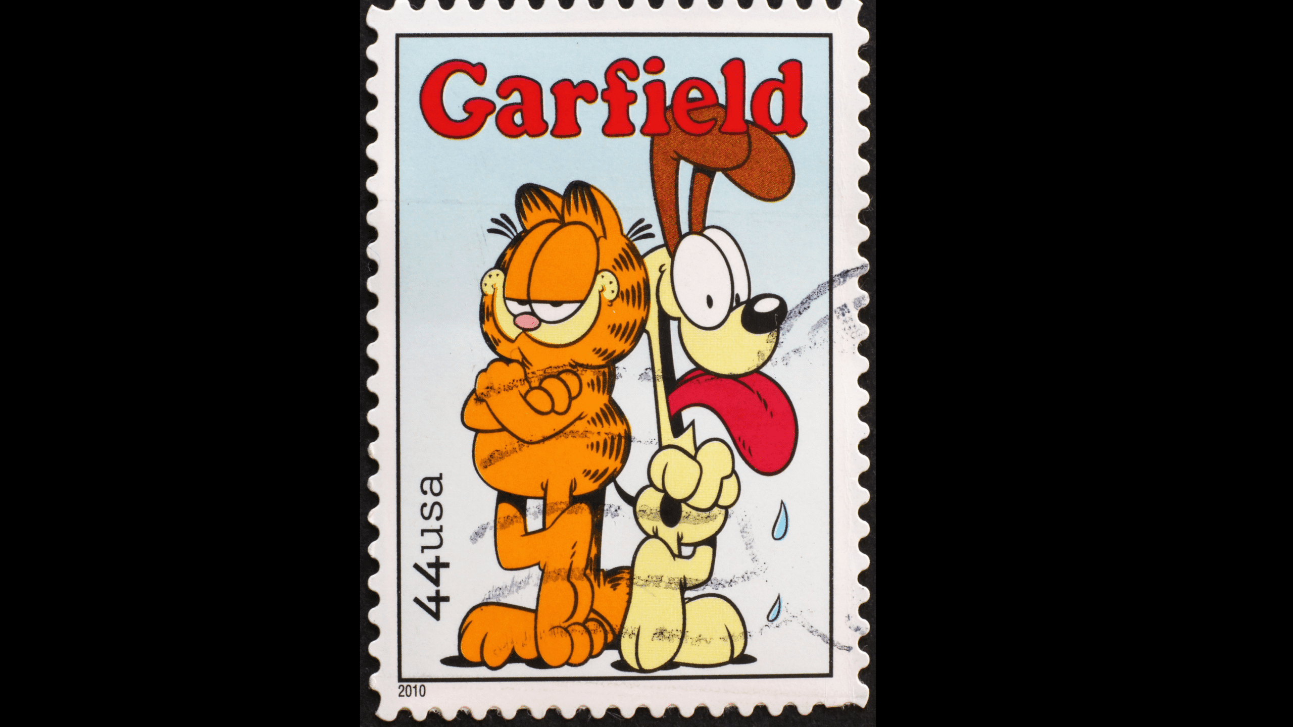 USA stamp with Garfield and Odie on it