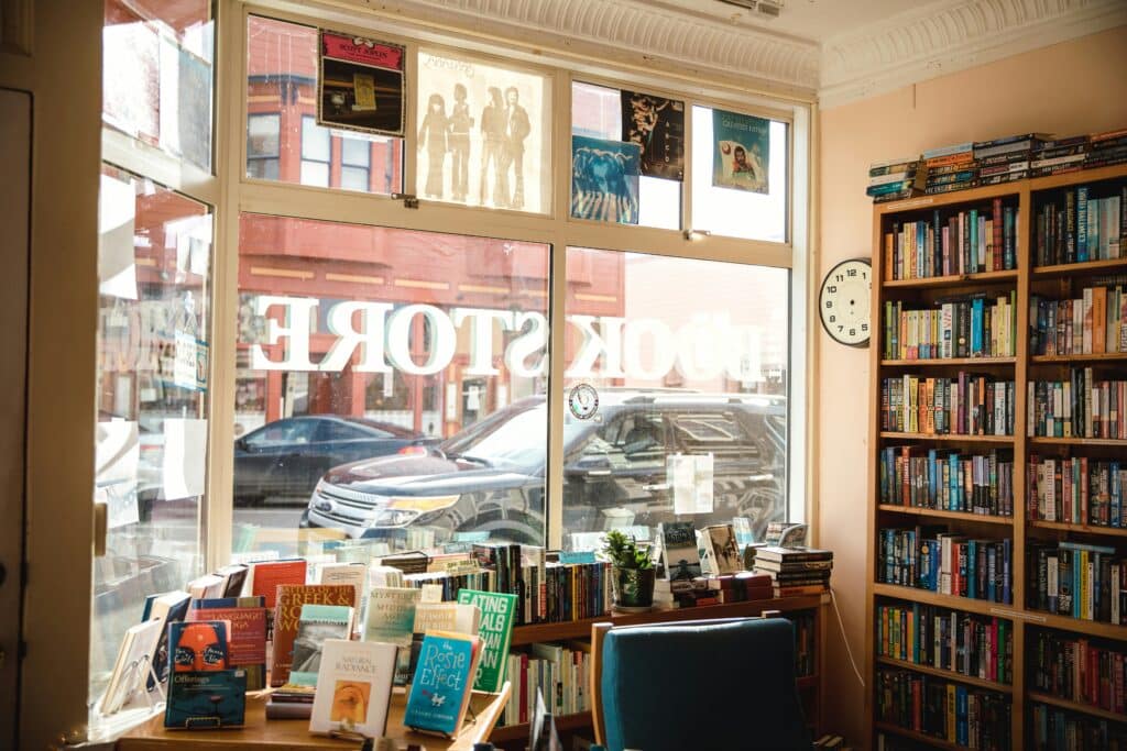 A photo of the inside of a bookstore.